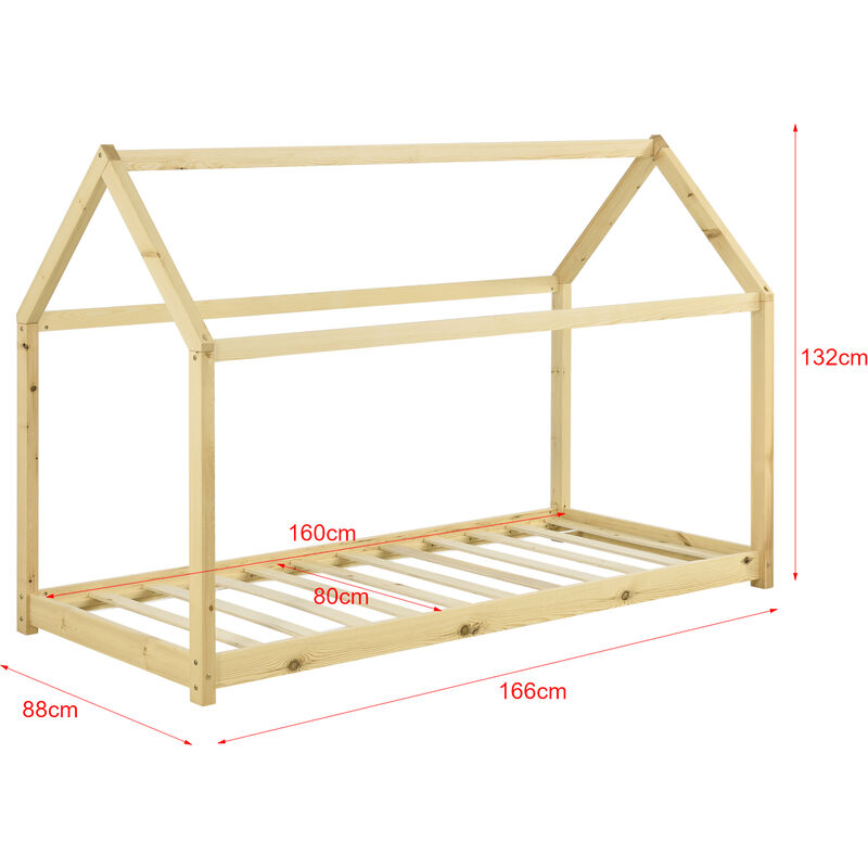 Letto per bambini forma di casetta con materasso 80x160 cm in legno vari  colori colore : color legno