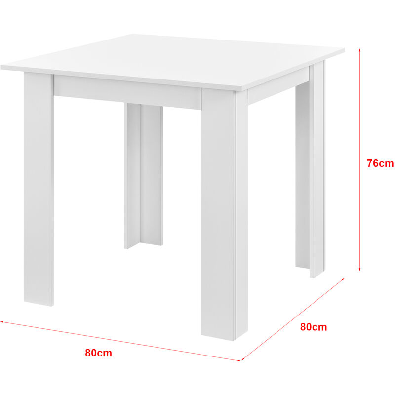 Tavolo da pranzo quadrato 80x80x76 cm design moderno gambe ad L vari colori  colore : Bianco