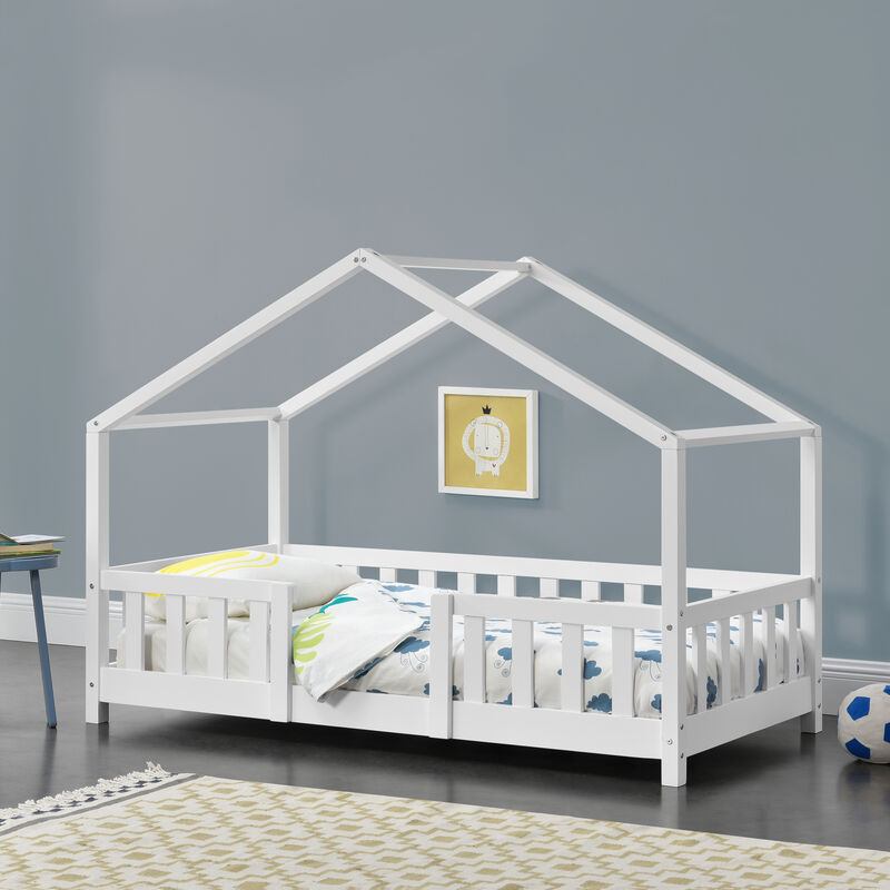 Letto per bambini con sponde a forma di casetta bianca varie dimensioni  dimensioni : 70x140 cm