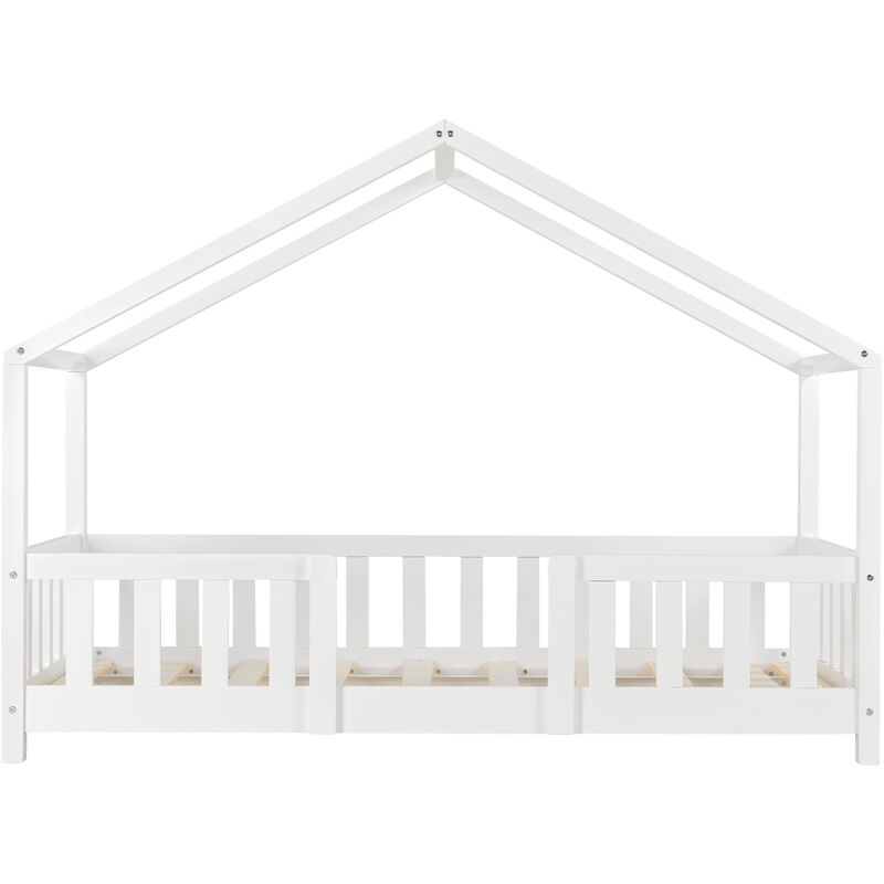 en.casa] Lettino per Bambino a Forma di Casetta con Barriere di Sicurezza  70 x 140 cm Lettino in Legno di Pino con Sponde - Bianco : : Prima  infanzia