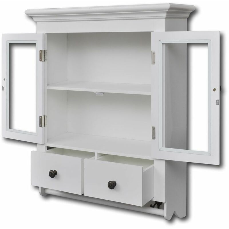 Wakects Pensile Cucina Bianco, Armadio Sospeso Cucina Salvaspazio con 2  Ripiano e Ante di Vetro, Credenza Cucina a Muro per Sala da Pranzo Cucina  Bagno, Truciolato, 80 x 31 x 60 cm 