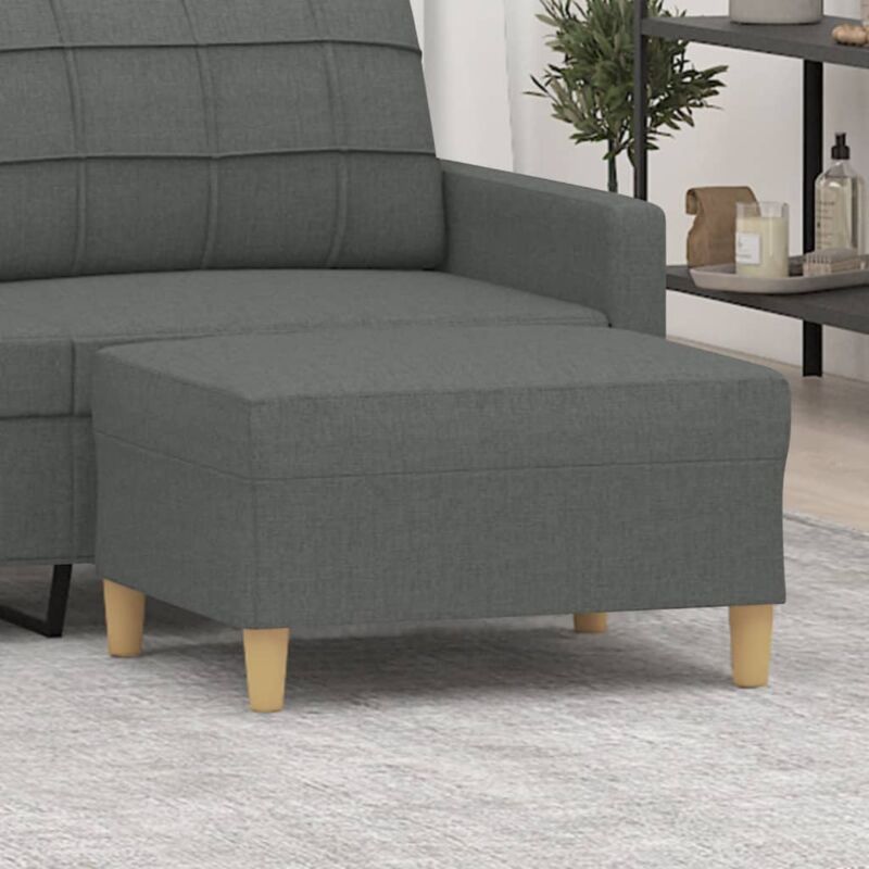 Pouf in tessuto di lino con poggiapiedi rotondo, imbottito, comoda sedia  con coperchio e 4 gambe in legno, per soggiorno, ingresso, camera da letto,  corridoio, ufficio, grigio scuro : : Casa e