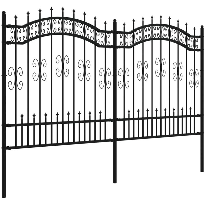 Recinzione da Giardino con Punta a Lancia Nera 165cm Acciaio