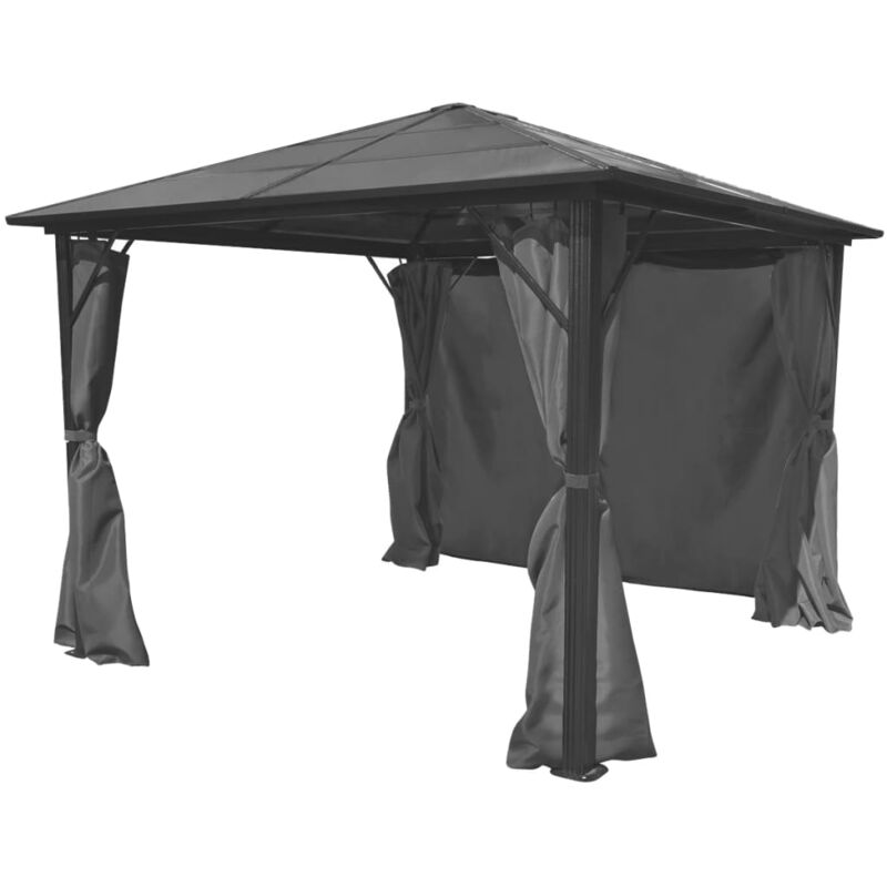 Gazebo con Tenda Antracite in Alluminio 300x300 cm