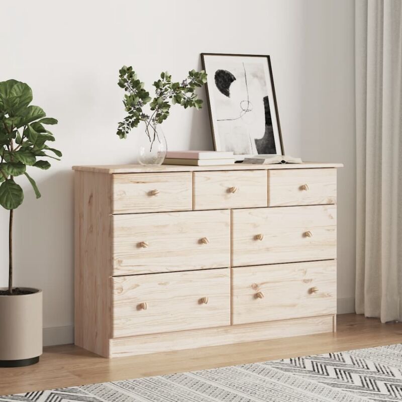 Il numero 1 del risparmio-CASSETTIERA IN LEGNO BIANCO CON 5 CASSETTI IN  LEGNO NATURALE 34 X 25 X 95 CM