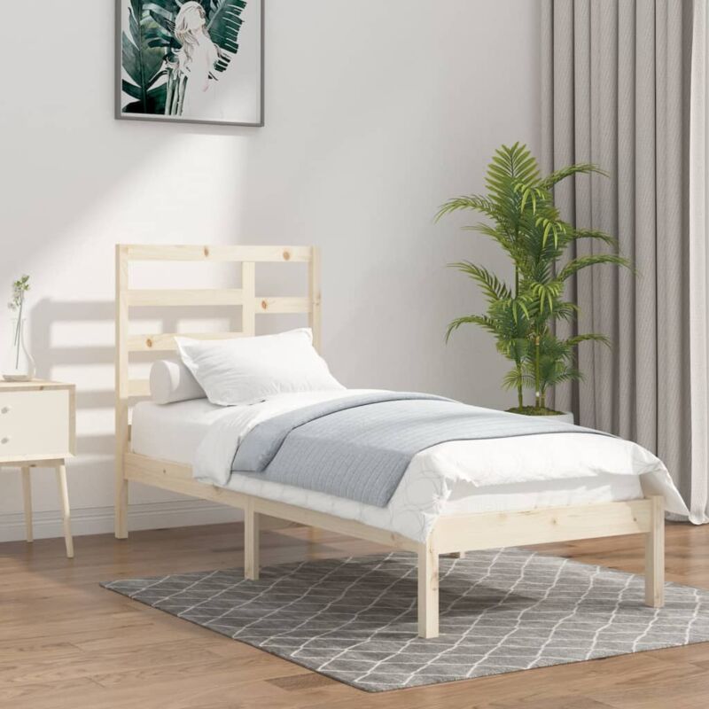 Letto alla francese in pino massello naturale A8, incl. rete a doghe - 140  x 200 cm