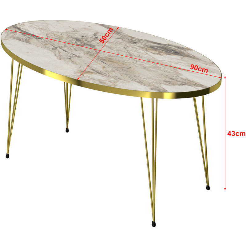 Tavolino Basso da caffè 'Sindal' (AxLxP) 41 x 90 x 50 cm Tavolino da  Salotto con Gambe in Legno e Piano Ovale - Marmo Nero [en.casa]