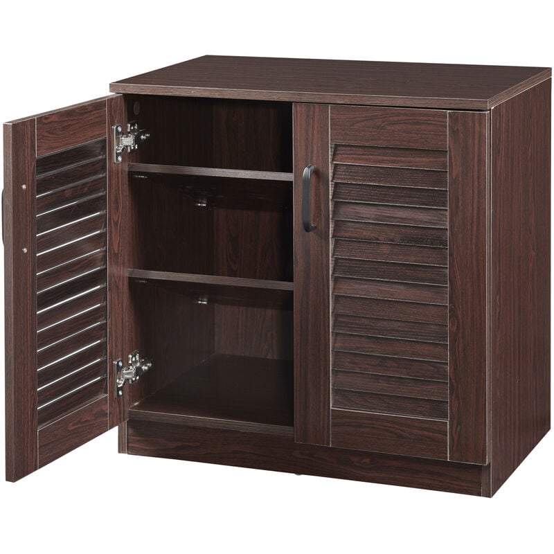 Armadio Scarpiera Mobile Portascarpe con 2 Ante a Persiana e Ripiani  Inclinati 62 x 63 x 36 cm MDF Wengè [en.casa] - [en.casa] - Idee regalo