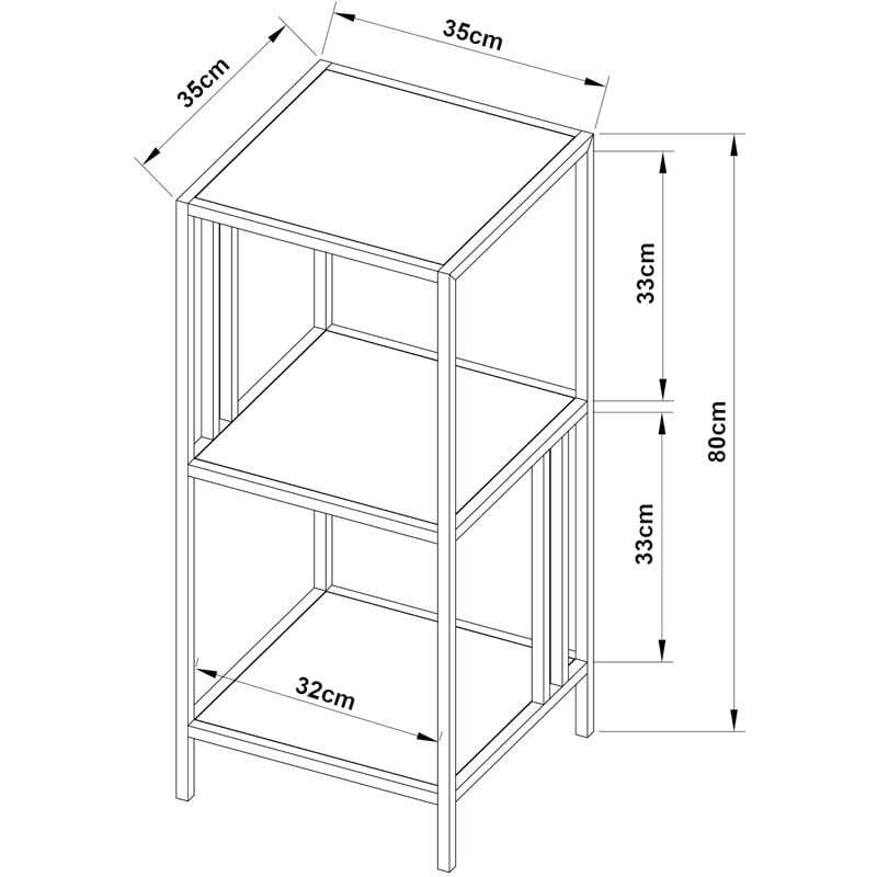 Scaffale Basso Kumlinge in Acciaio a 3 Ripiani Quadrati 80 x 35 x 35 cm  Bianco