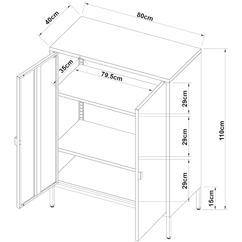 Armadio a 2 Ante e 2 Ripiani Interni Regolabili in Altezza Armadio da  Ufficio Mobile in Acciaio per Archivio 110x80x40 cm - Grigio chiaro  [en.casa]