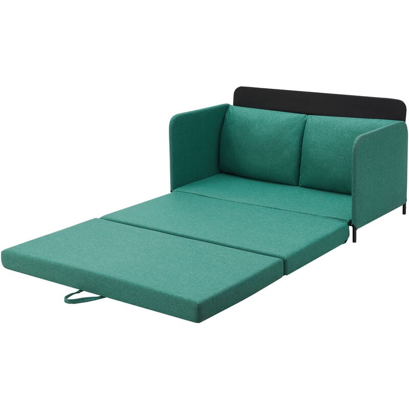 Divano Letto Estensibile Letto a Scomparsa 1 Piazza e Mezza 120 x 186 cm 2  Cuscini Schienali Posti di Seduta per 2 Persone Sofa Imbottita - Beige