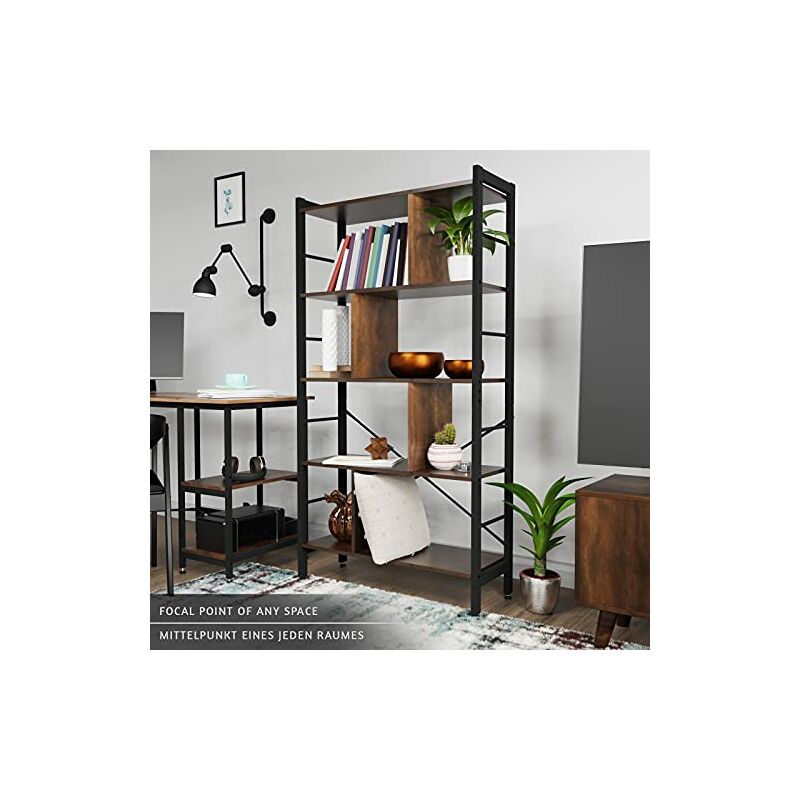 NOVAS Libreria Stile Industriale 4 Ripiani Scaffale Divisorio Telaio in  Ferro Marrone 79 x 30 x 155 cm : : Casa e cucina