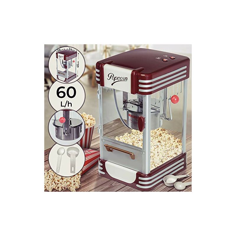 Jago® Macchina per Popcorn - Stile Retro, 60L/h, 200g/10min, con Pentola in  Acciaio Inossidabile - Pop corn Maker Professionale, Popcorn Machine,  Popper : : Casa e cucina