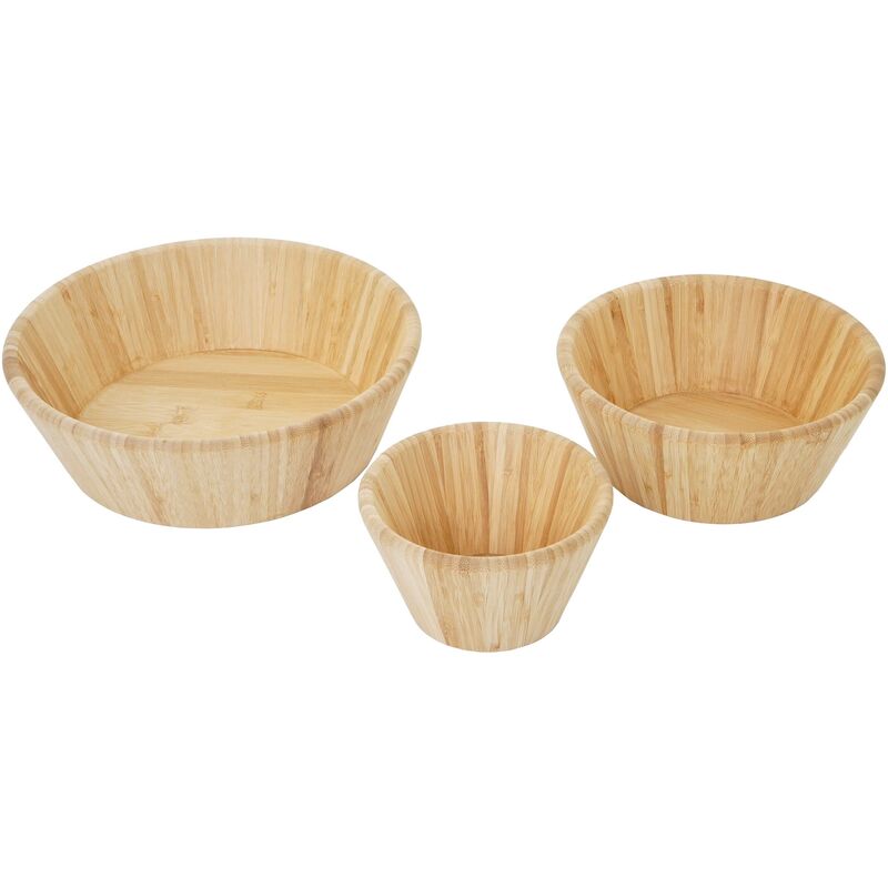 Set 3x ciotole da cucina HWC-B98 legno bambù design decorativo