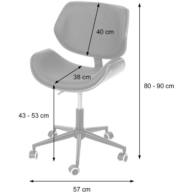 Sedia poltrona girevole ufficio HWC-G25 design elegante legno curvo ecopelle  grigio