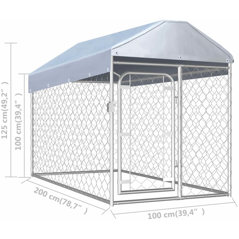 Tidyard Canile da Esterno in Acciaio con Tetto 193x193x210 cm