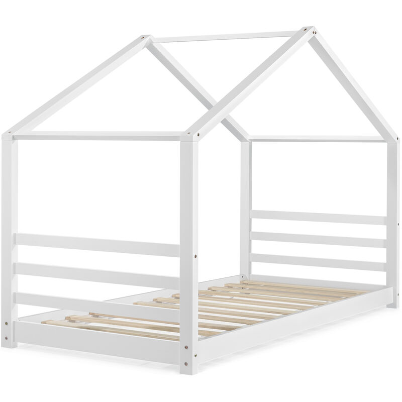 LETTO PER BAMBINI forma a casa legno bianco culla casetta rete a doghe  200x90 cm EUR 137,99 - PicClick IT