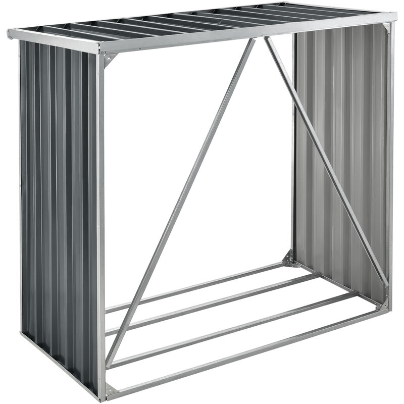 Legnaia per Uso Esterno 156 x 80 x 152 cm in Acciaio Galvanizzato Grigio