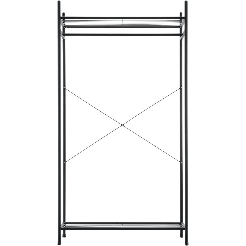 Organizzatore Guardaroba, Scaffalatura con Asta Appendiabiti e 6 Ripiani,  Cabina Armadio Senza Ante (AxLaxP) 150 x 150 x 40 cm - Nero, Metallo