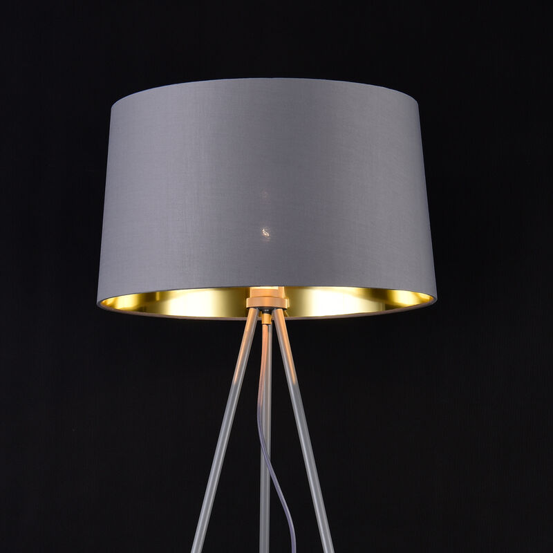 Lampada da Terra 'Mansfield' Piantana con Base a 3 Scomparti Forma di Cubo  e Paralume Cilindrico in Tessuto - Nero - lux.pro