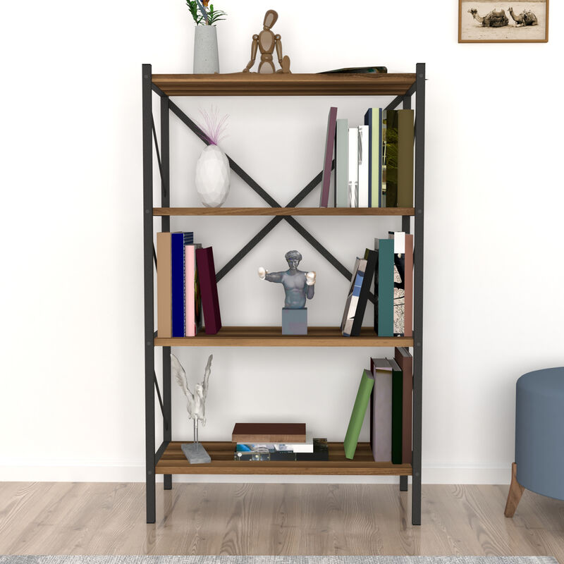 Libreria a 4 Ripiani effetto noce dal design elegante disponibili vari  colori