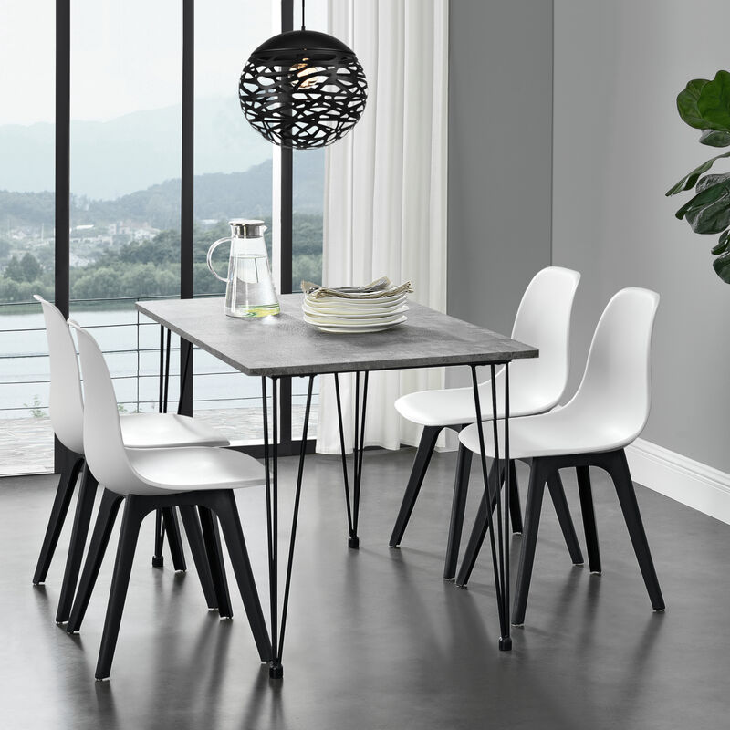 [en.casa] tavolo per sala da pranzo Cantenbury con gambe Hairpin 4 posti 120 x 70 x 75 cm acciaio MDF effetto Cemento