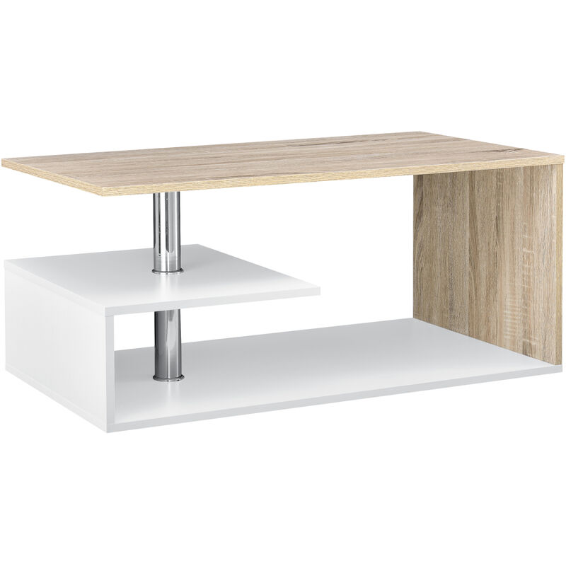 Tavolino da salotto con 3 mensole design moderno disponibili vari colori  colore : Bianco - Effetto Quercia
