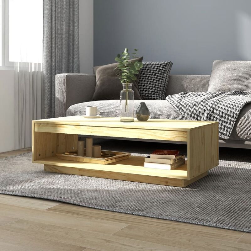 Tavolino da salotto in legno con scomparto aperto design elegante