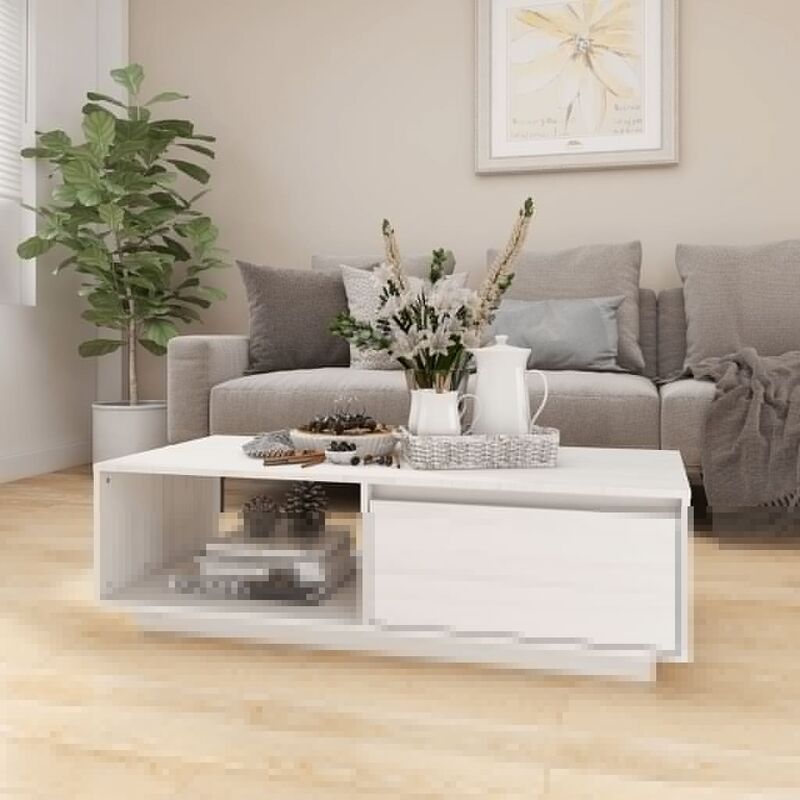 Tavolino Bianco Angolare 80 x 70 cm con Un Cassetto Design