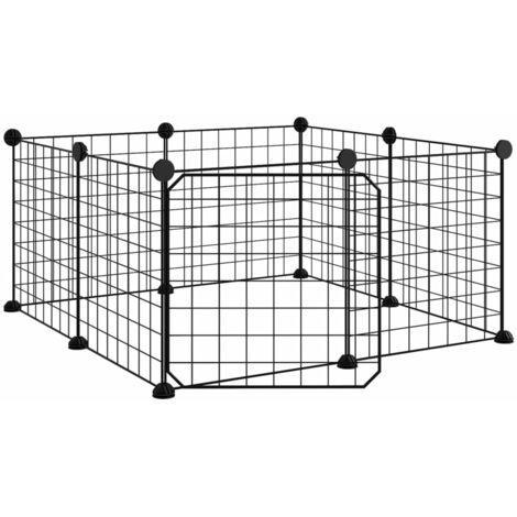 Recinto per Animali Box a Pannelli con Porta Nero in Acciaio varie  dimensioni dimensioni: 8 Pannelli