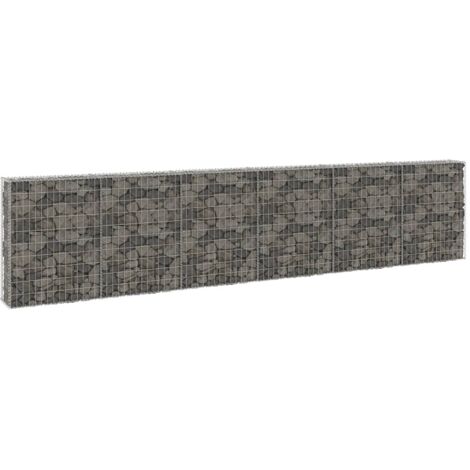 vidaXL Gabbione con Copertura in Acciaio Zincato 300x30x100 cm