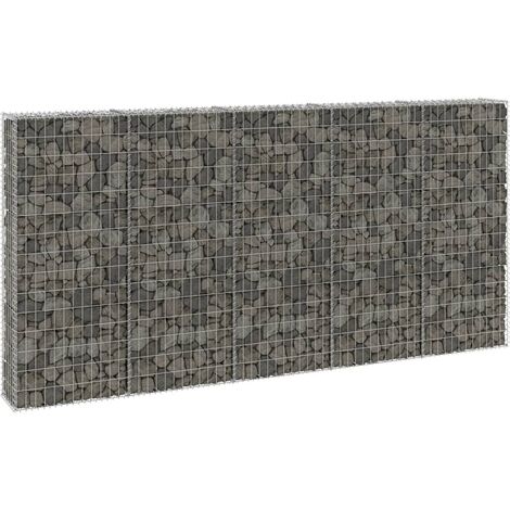 vidaXL Gabbione con Copertura in Acciaio Zincato 300x30x150 cm