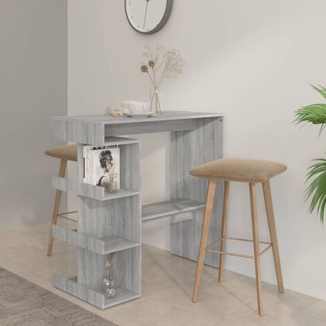 vidaXL Tavolo Bar con Ripiano Grigio Sonoma 100x50x101,5 cm