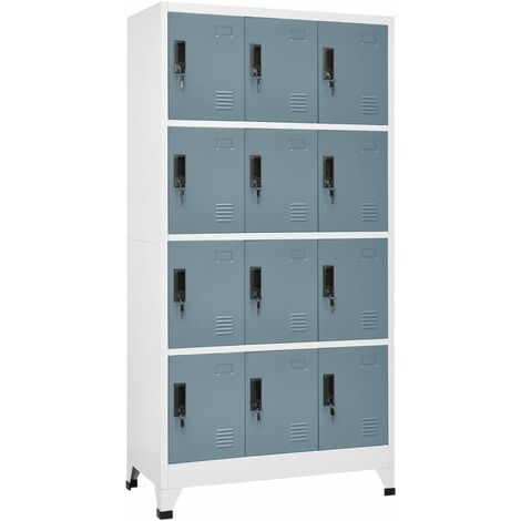 vidaXL Armadietto con Chiave Grigio Chiaro e Scuro 90x45x180cm Acciaio