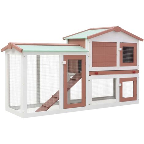 vidaXL Conigliera per Esterni Grande Marrone Bianca 145x45x84 cm Legno