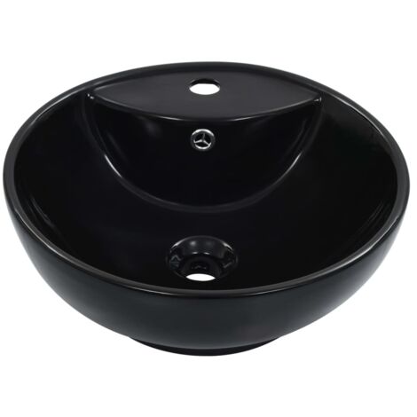 vidaXL Lavandino con Troppopieno 46,5x18 cm in Ceramica Nero