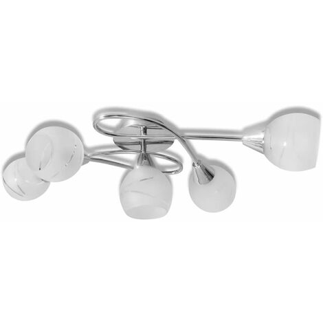 Lampadario da Soffitto lampada con Paralume in Vetro per 5 Lampadine E14