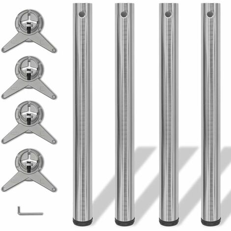 vidaXL Set Gambe Tavolo 4 pz in Nickel Spazzolato Regolabili 710 mm