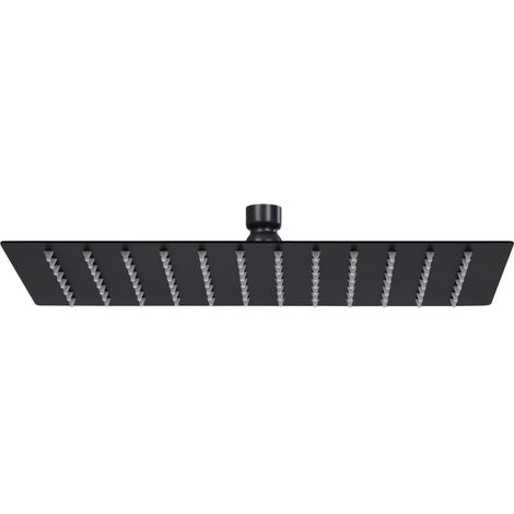 vidaXL Testa Doccia a Pioggia Acciaio Inox 30x20 cm Rettangolare Nera