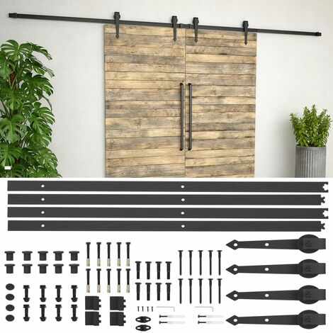 vidaXL Kit di Binari per Porte Scorrevoli 2x183 cm in Acciaio Nero