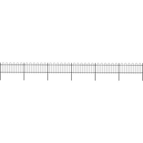 vidaXL Recinzione da Giardino con Parte Superiore ad Anello in Acciaio 1070x80 cm Nera