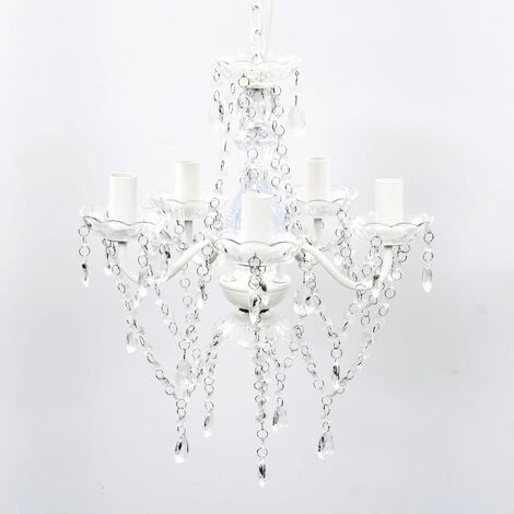 Lampada in Cristallo a 5 Lampadine Stile classico vari colori colore : Trasparente