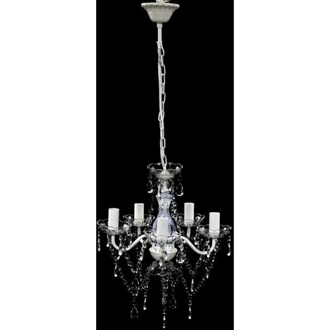 Lampada in Cristallo a 5 Lampadine Stile classico vari colori colore : Trasparente