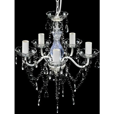 Lampada in Cristallo a 5 Lampadine Stile classico vari colori colore : Trasparente