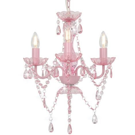 vidaXL Lampadario con Perline Rosa Tondo 3 E14