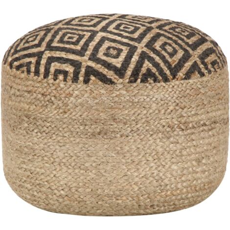 vidaXL Pouf Lavorato a Mano Nero 45x30 cm in Juta