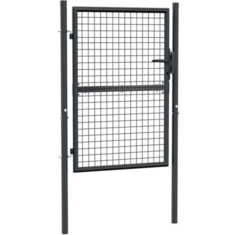 vidaXL Cancello da giardino in rete di acciaio zincato 100x125 cm grigio