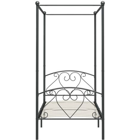 Letto a Baldacchino in Metallo Grigio con Decorazioni Laterali vari  dimensioni dimensioni : 100x200 cm