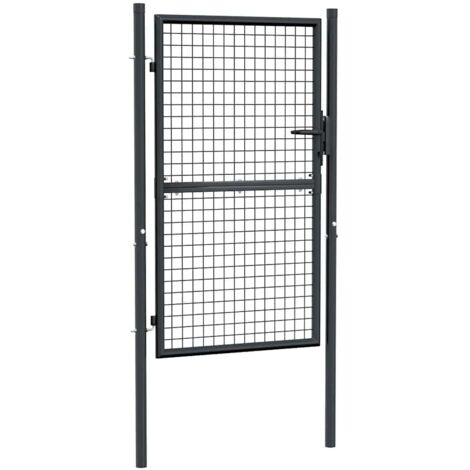 vidaXL Cancello da giardino in rete di acciaio zincato 100x150 cm grigio