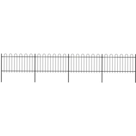 vidaXL Recinzione da Giardino con Parte Superiore ad Anello in Acciaio 714,5x100 cm Nero